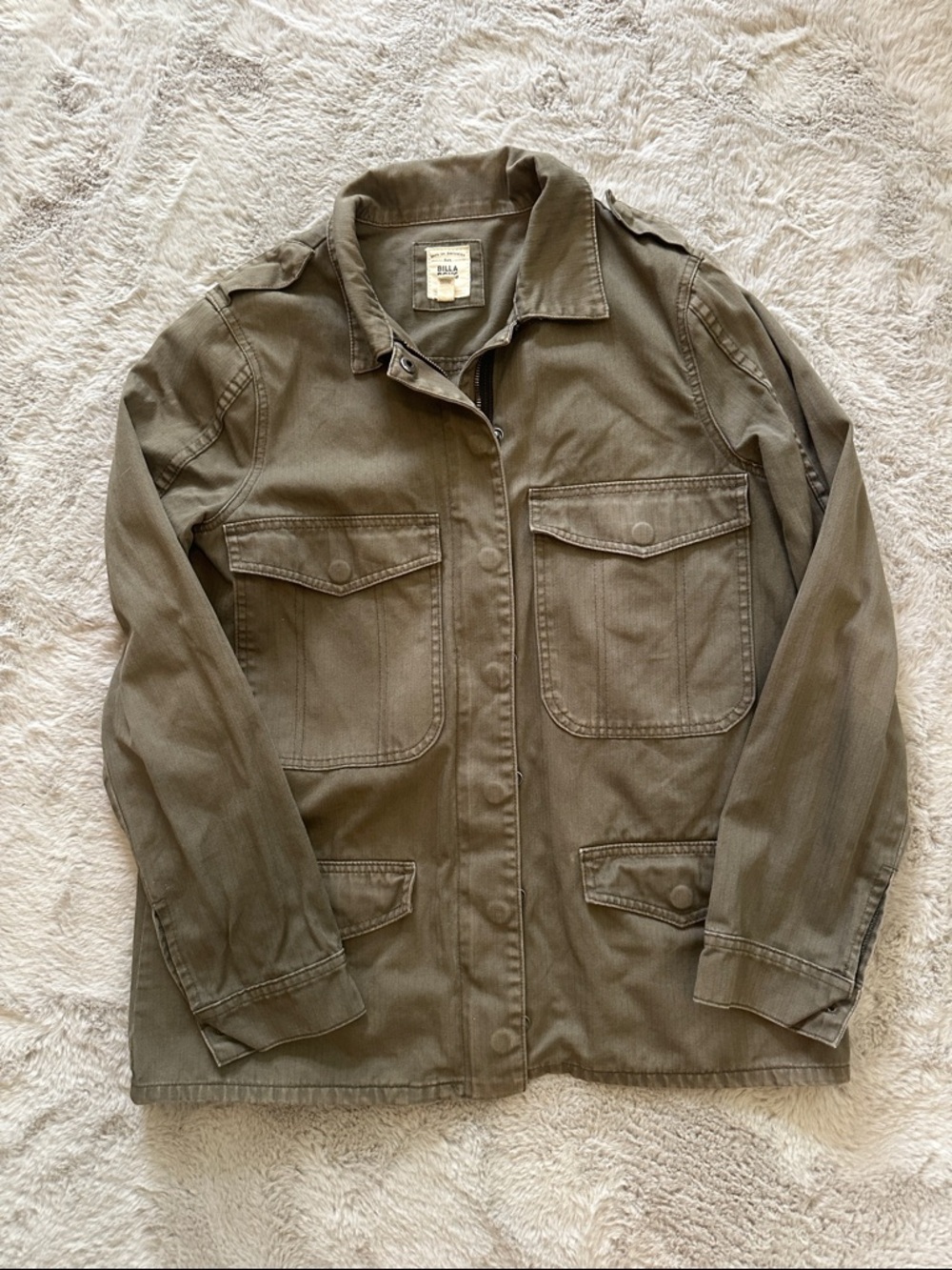 Billabong Olive Green Barn Cargo Cotton Coat